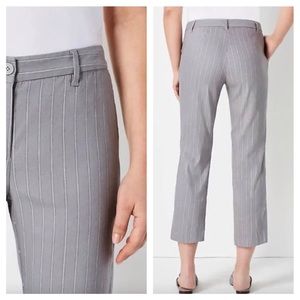 J. Jill Gray Pinstripe Linen Blend Cropped Trouser Pants Womens Size 12 Office